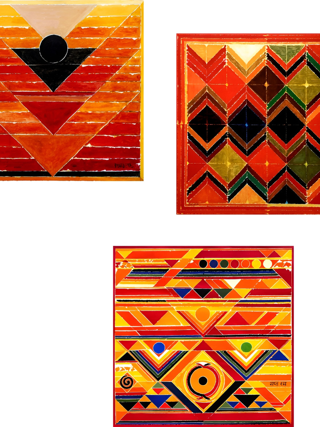 Adventures India Wood 3 Piece Wall Square Paintings Wall Art - 12 x 12 x 1 In