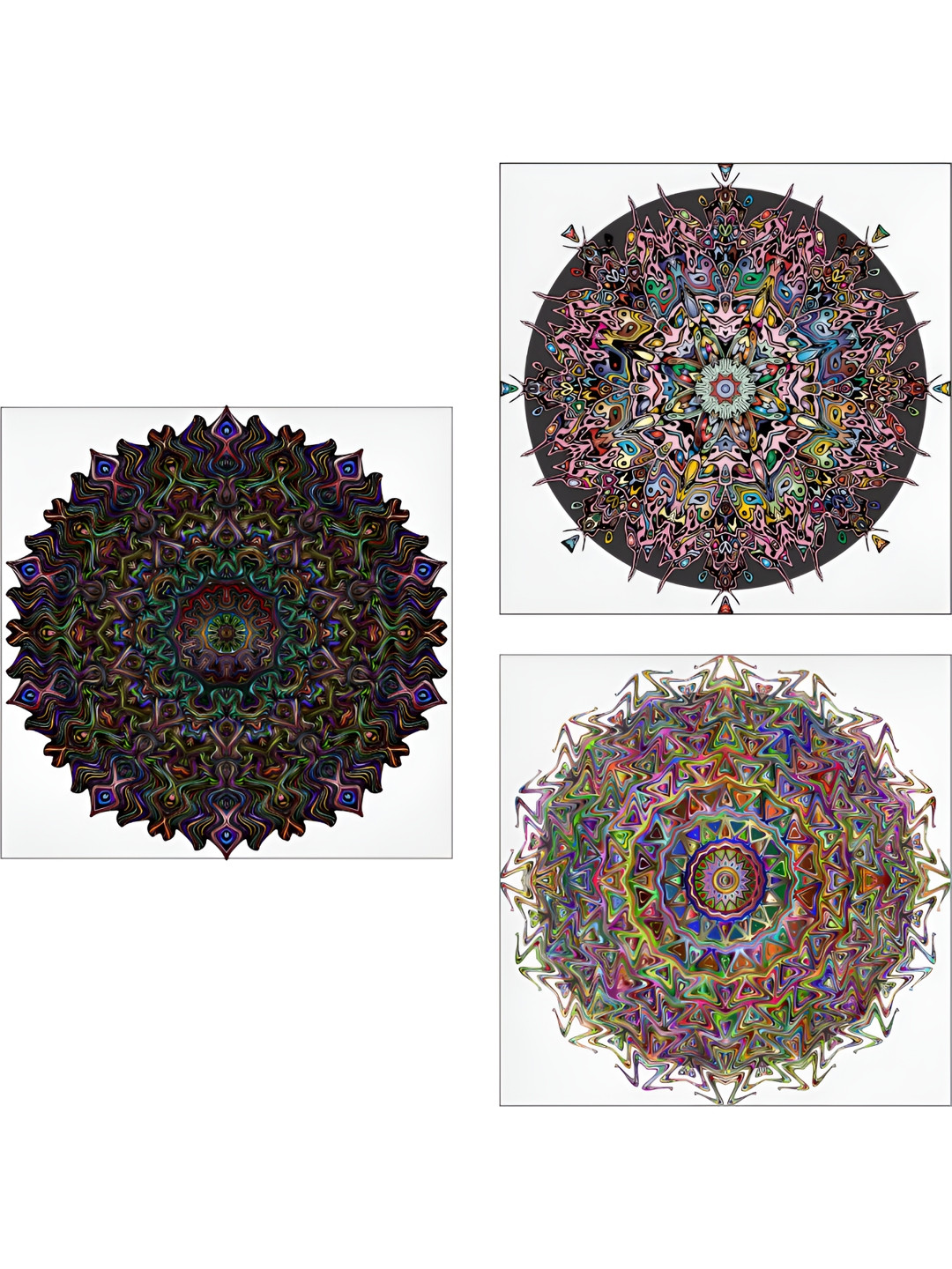 Adventures India Wood 3 Piece Wall Square Paintings Wall Art 11.81 x 11.81 In