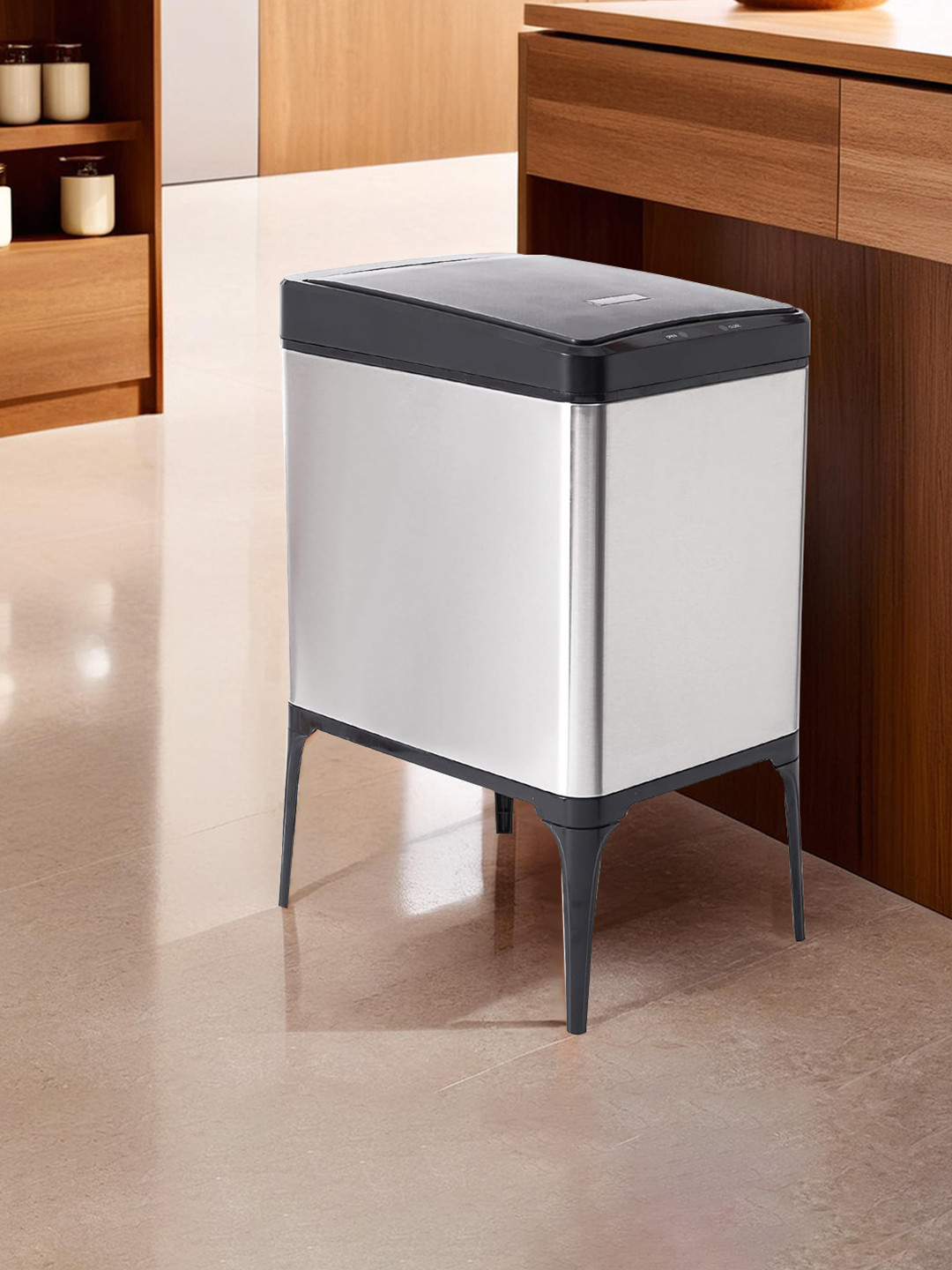 Kuber Industries Silver Stainless Steel Sensor Dustbin Dustbins