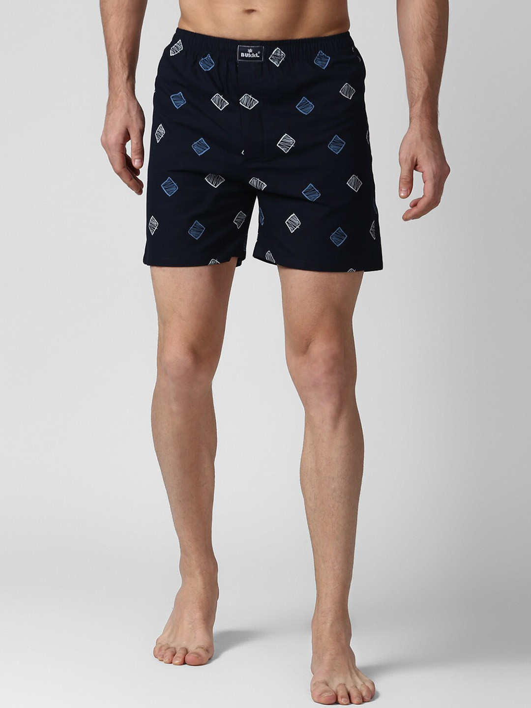 Bukkl Printed Pure Cotton Boxers LAFFER-1-Navy