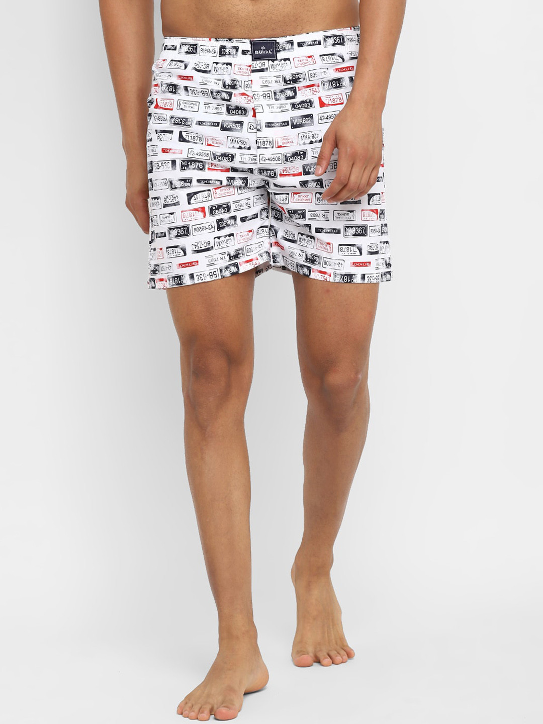 Bukkl Abstract Printed Mid Rise Breathable Pure Cotton Boxers LAFFER-6-White
