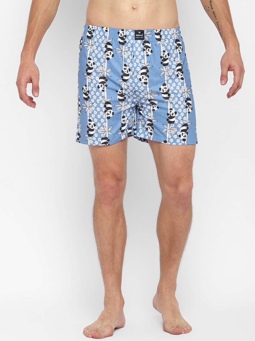 Bukkl Panda Printed Mid Rise Pure Cotton Breathable Boxer LAFFER-19-Blue
