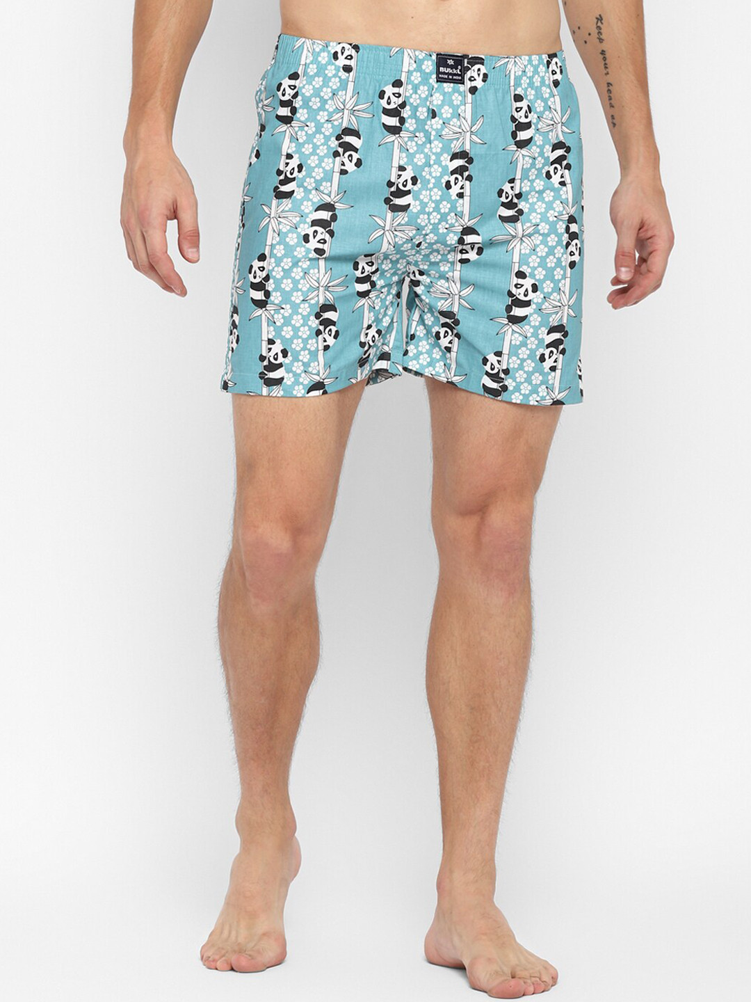 Bukkl Panda Printed Mid Rise Pure Cotton Breathable Boxer LAFFER-19-Green