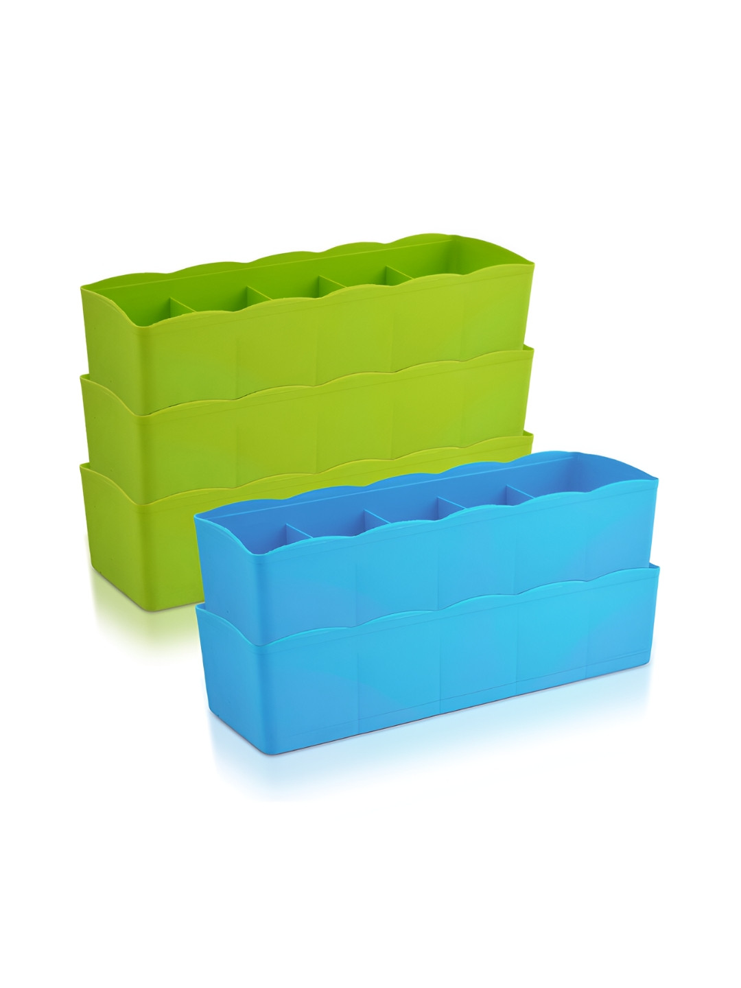 Kuber Industries Blue & Green 5Pcs Reusable Multi-Utility Organisers