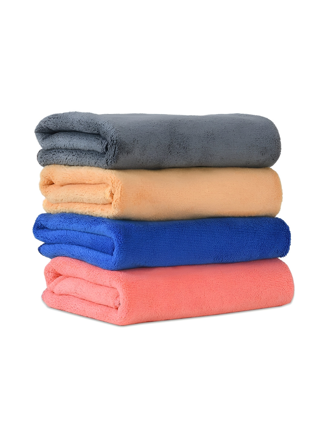 Yellow Weaves Blue & Yellow 4 Pieces Microfibre Antibacterial 400 GSM Hand Towels