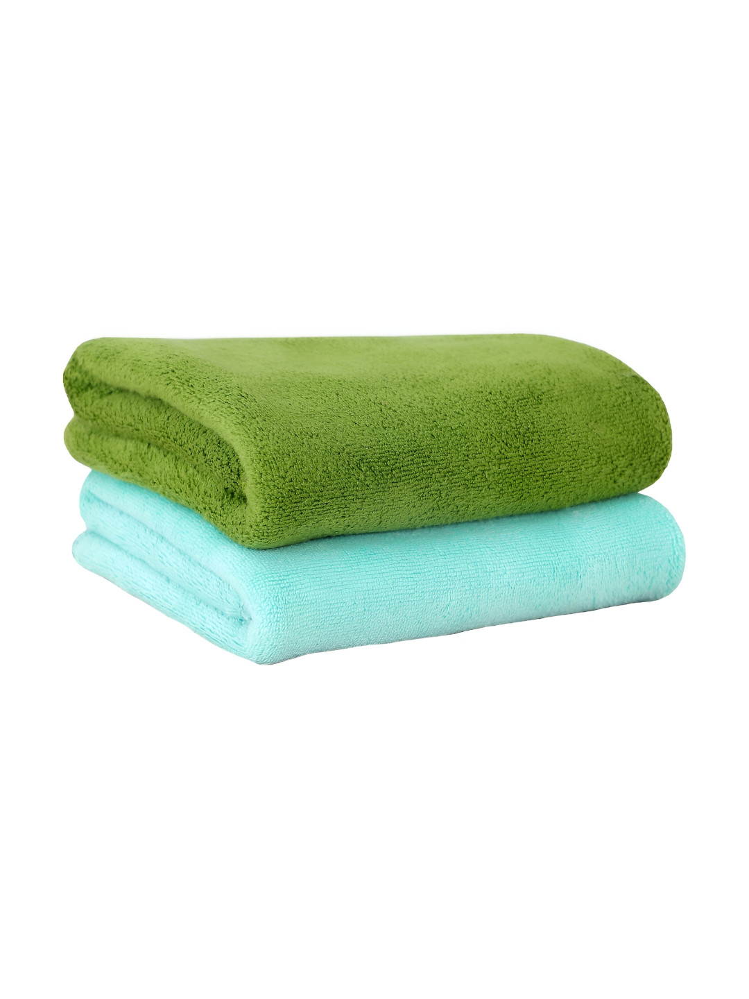 Yellow Weaves Blue & Green 2 Pieces Micro Fiber Antibacterial 400 GSM Hand Towels