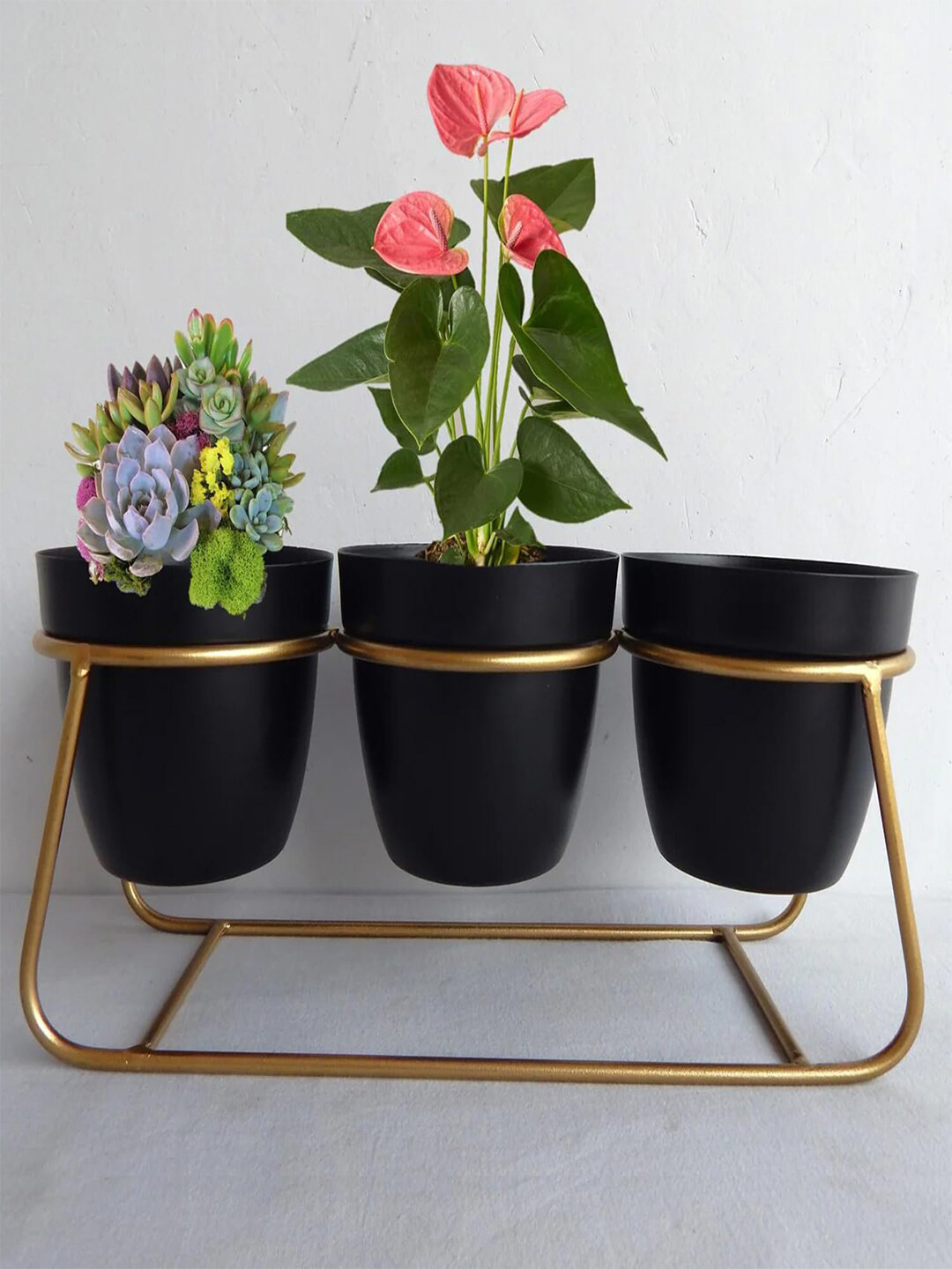 Kuber Industries Blank 3 Piece Planter & 1 Planter Stand