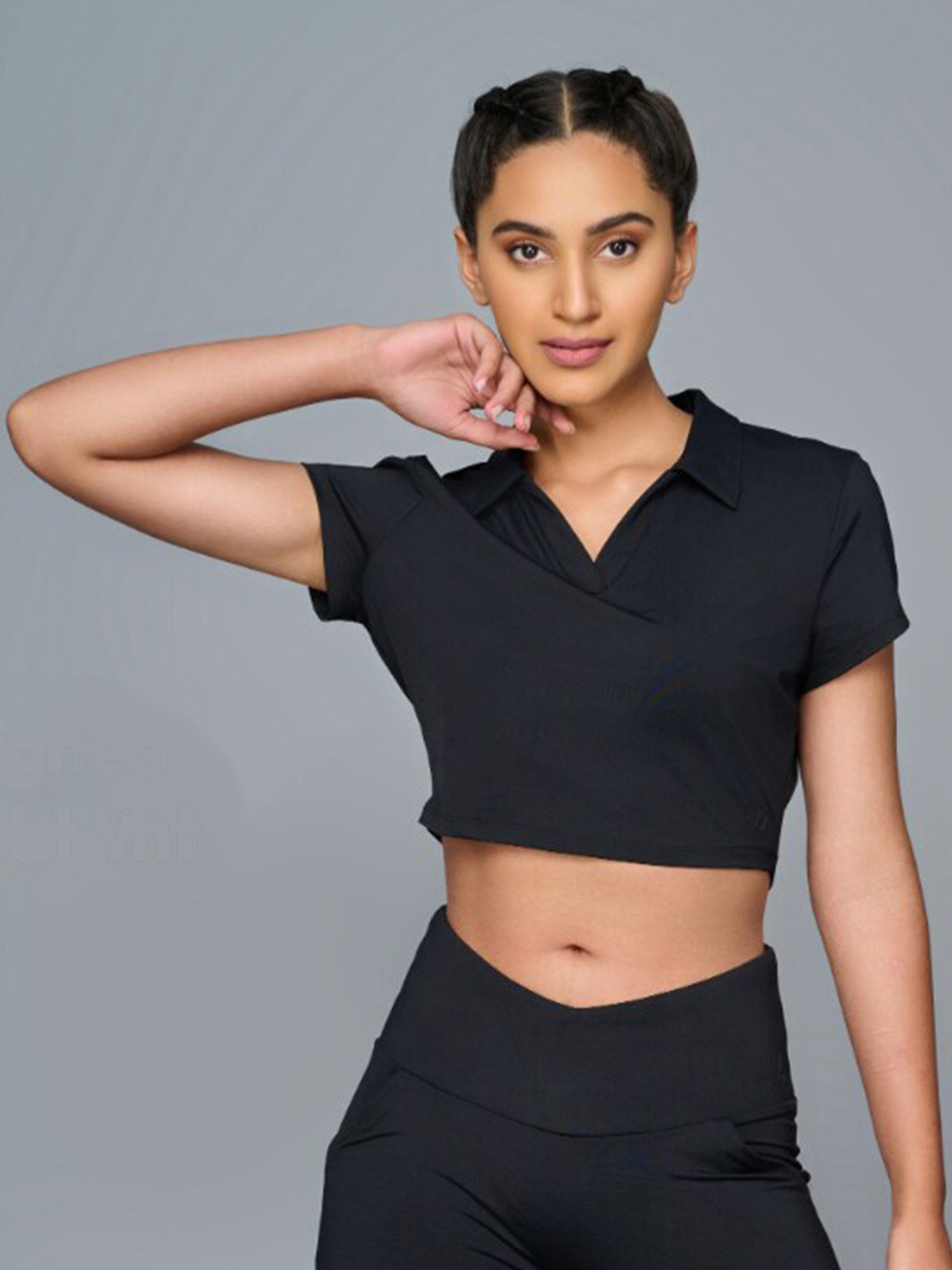 RYZ Shirt Collar Anti-Wrinkle Crop Top