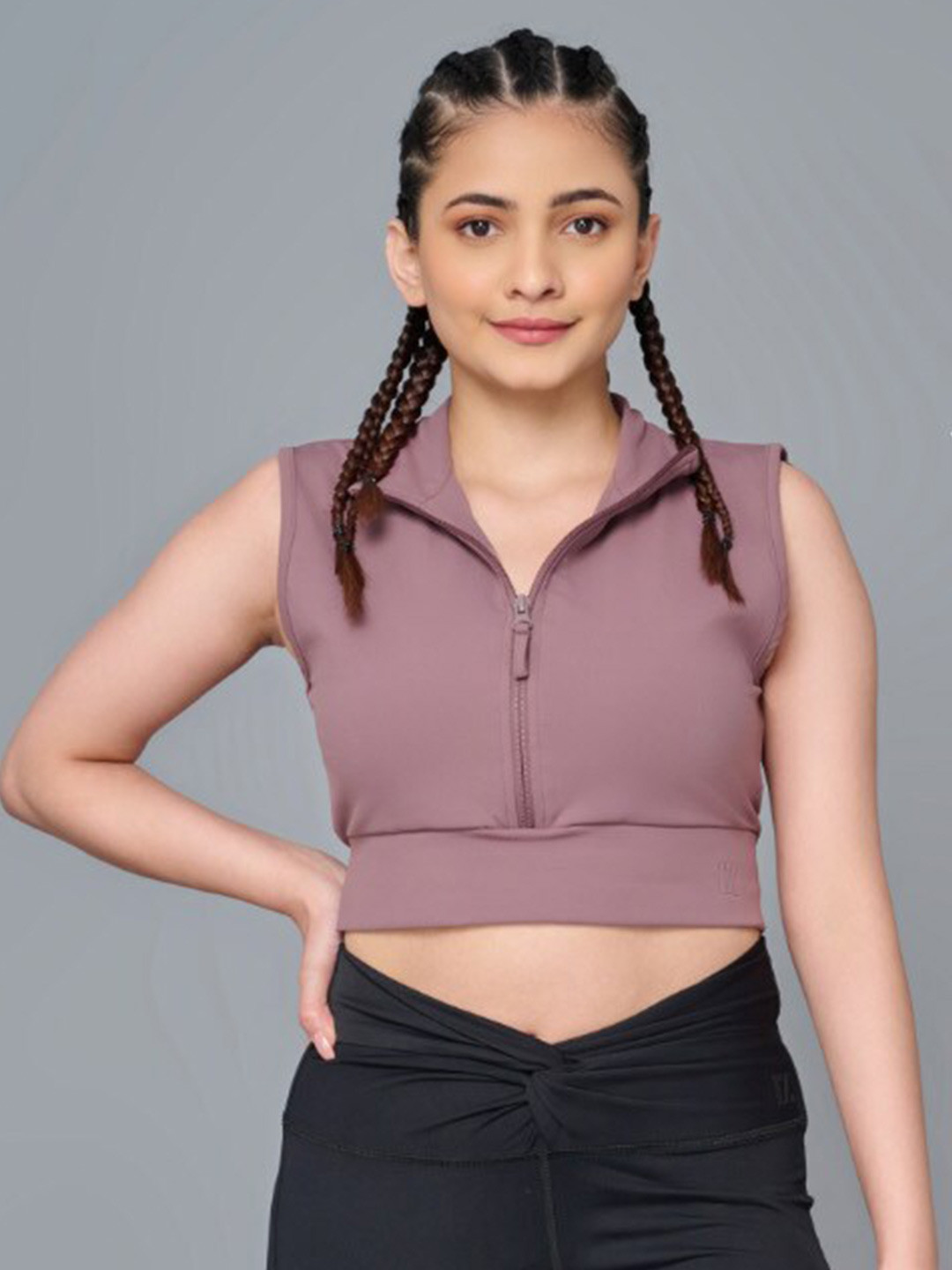 RYZ Shirt Collar Sleeveless Anti Wrinkle Sports Crop Top