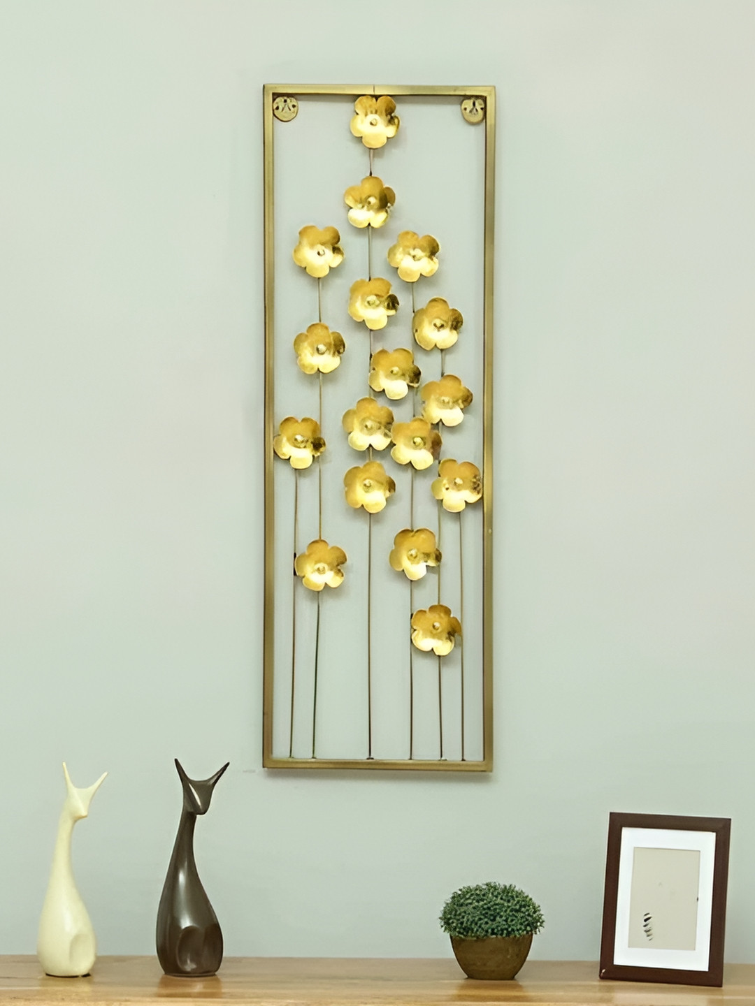 SANKALAN CREATIONS Breeze Flower Gold Metal Metallic Living Room Large Showpiece - 34.6 Inches