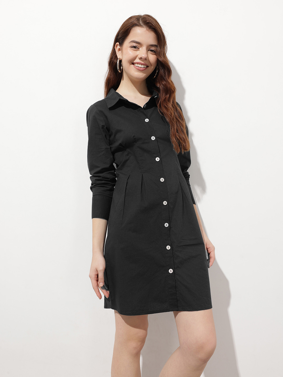 DressBerry Reverse Pleats Shirt Dress