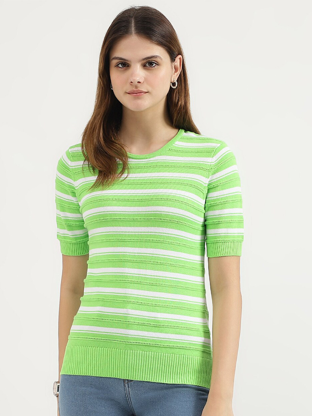 United Colors of Benetton Striped Pure Cotton Fitted Top
