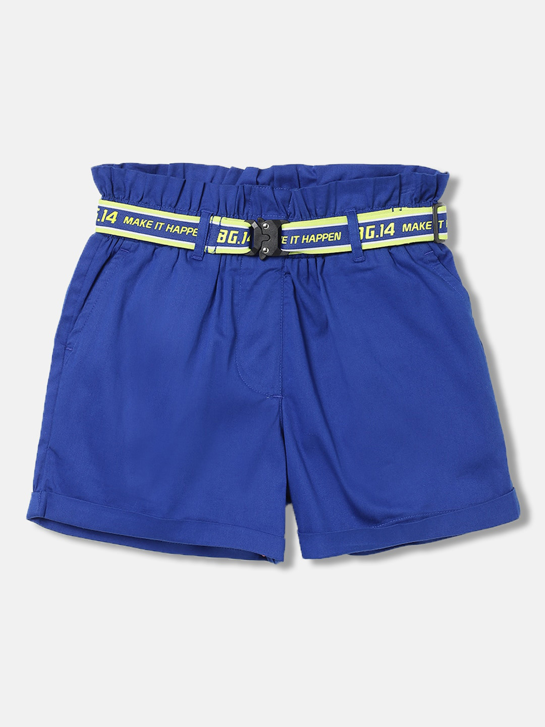 Blue Giraffe Girls Solid Regular Fit Pure Cotton Shorts