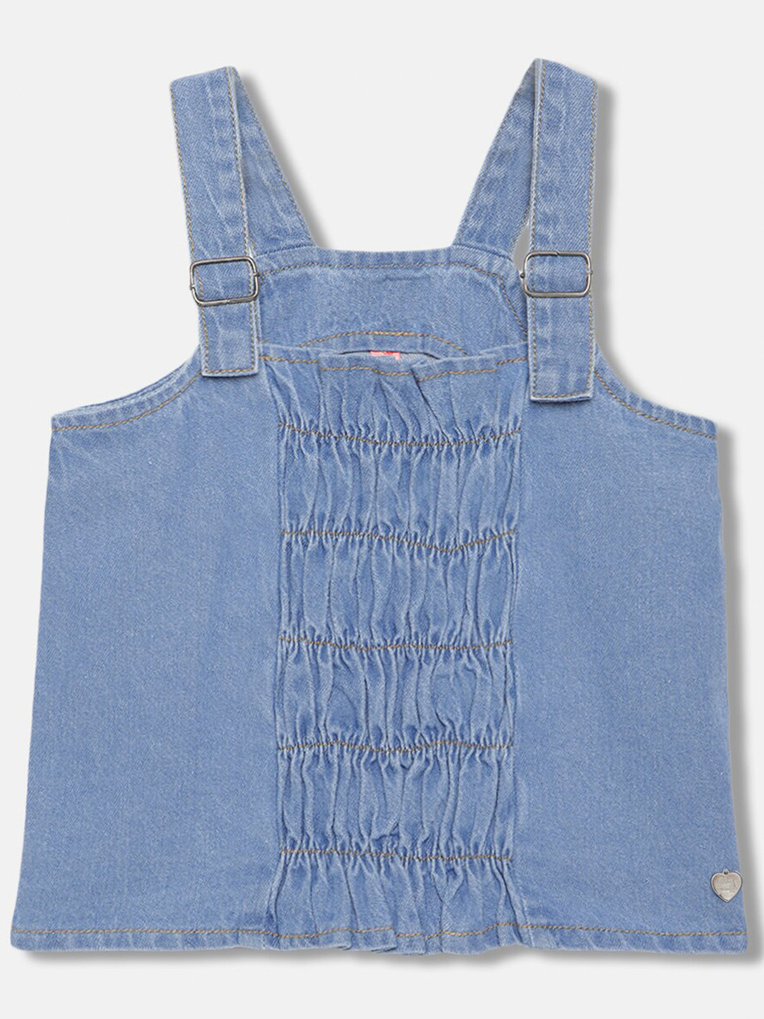 Blue Giraffe Girls Shoulder Straps Smocked Detailed Top