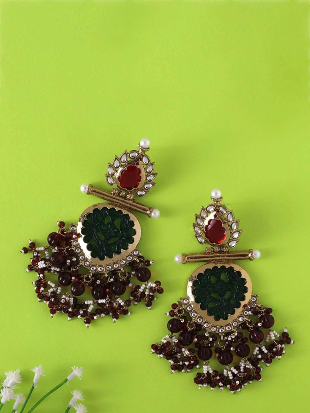 Cierra Gold Plated Pearl Oval Drop Earrings