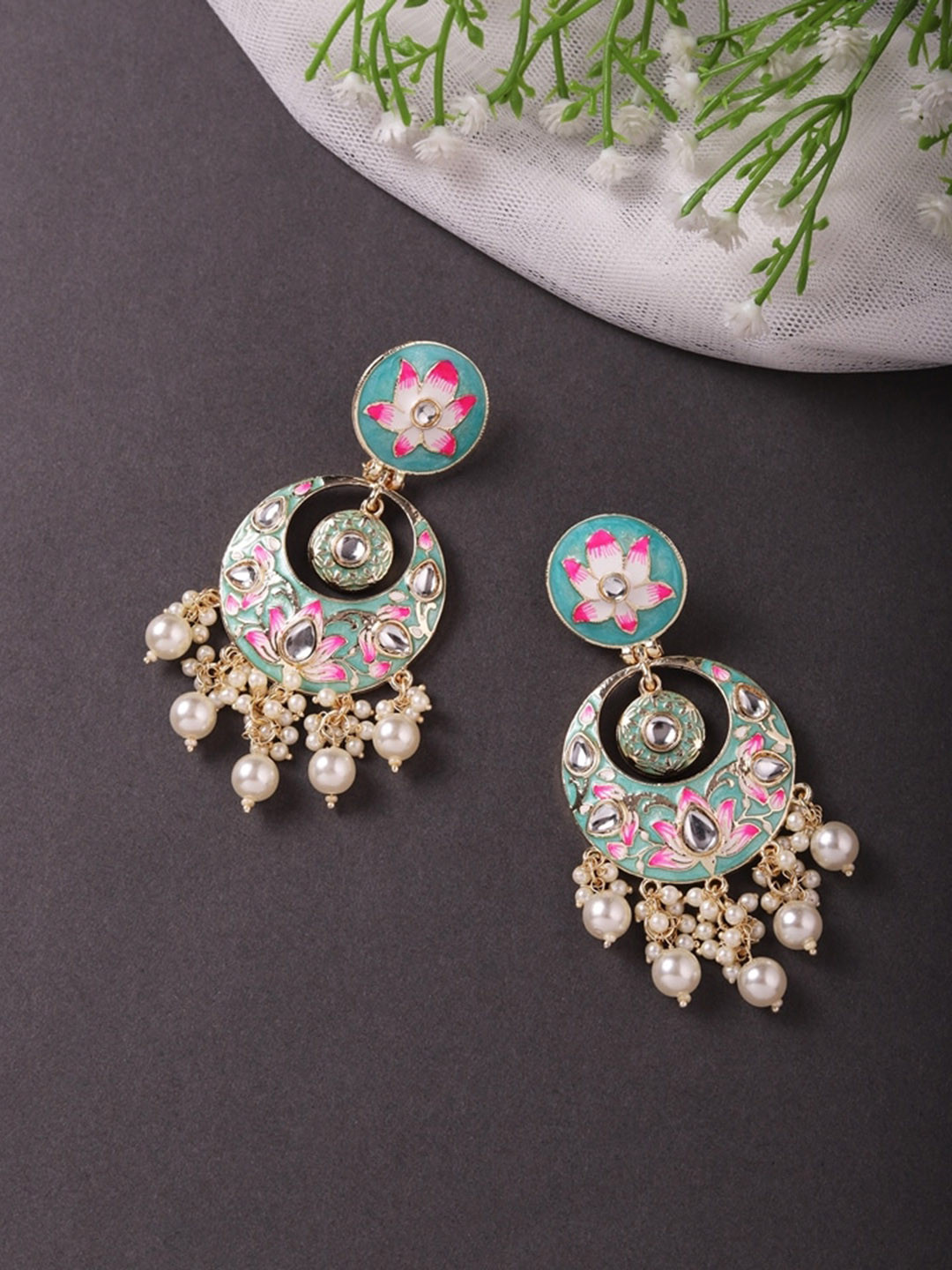 Cierra Artificial Beads Gold Plated Chandbalis