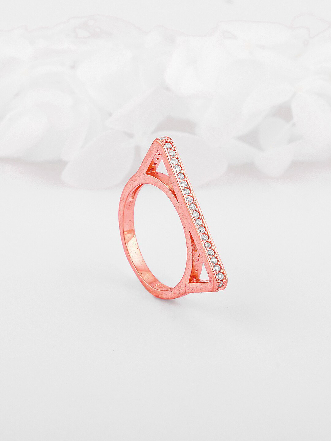 GIVA Rose Gold-Plated 925 Sterling Silver Tangent Adjustable Finger Ring