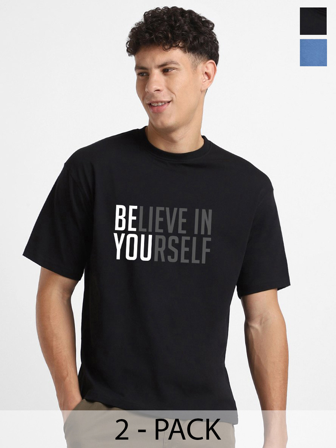 NOBERO Pack Of 2 Cotton Oversized T-Shirts