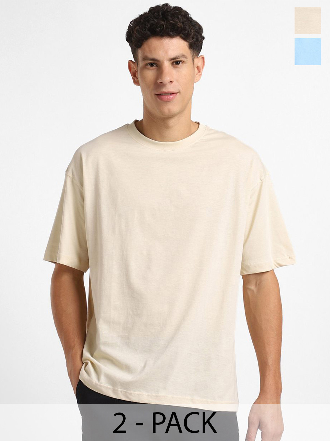 NOBERO Pack Of 2 Cotton Oversized T-Shirts