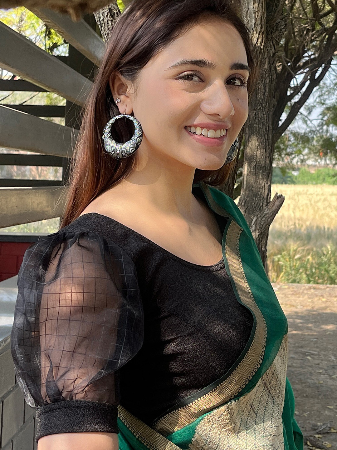 Bindigasm's Advi Short Puff Sleeve Saree Blouse