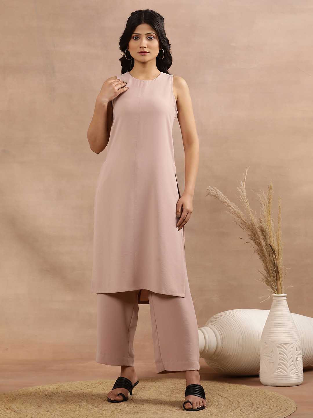 W Pink Straight Kurta with Trousers