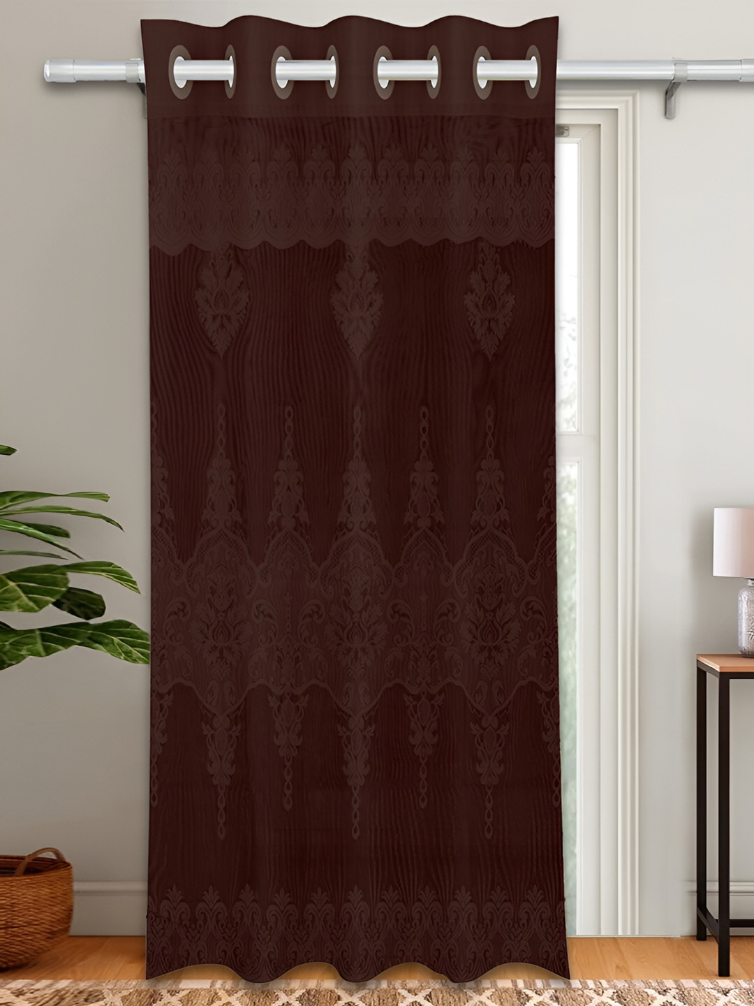 Kuber Industries Brown Room Darkening Door Curtain