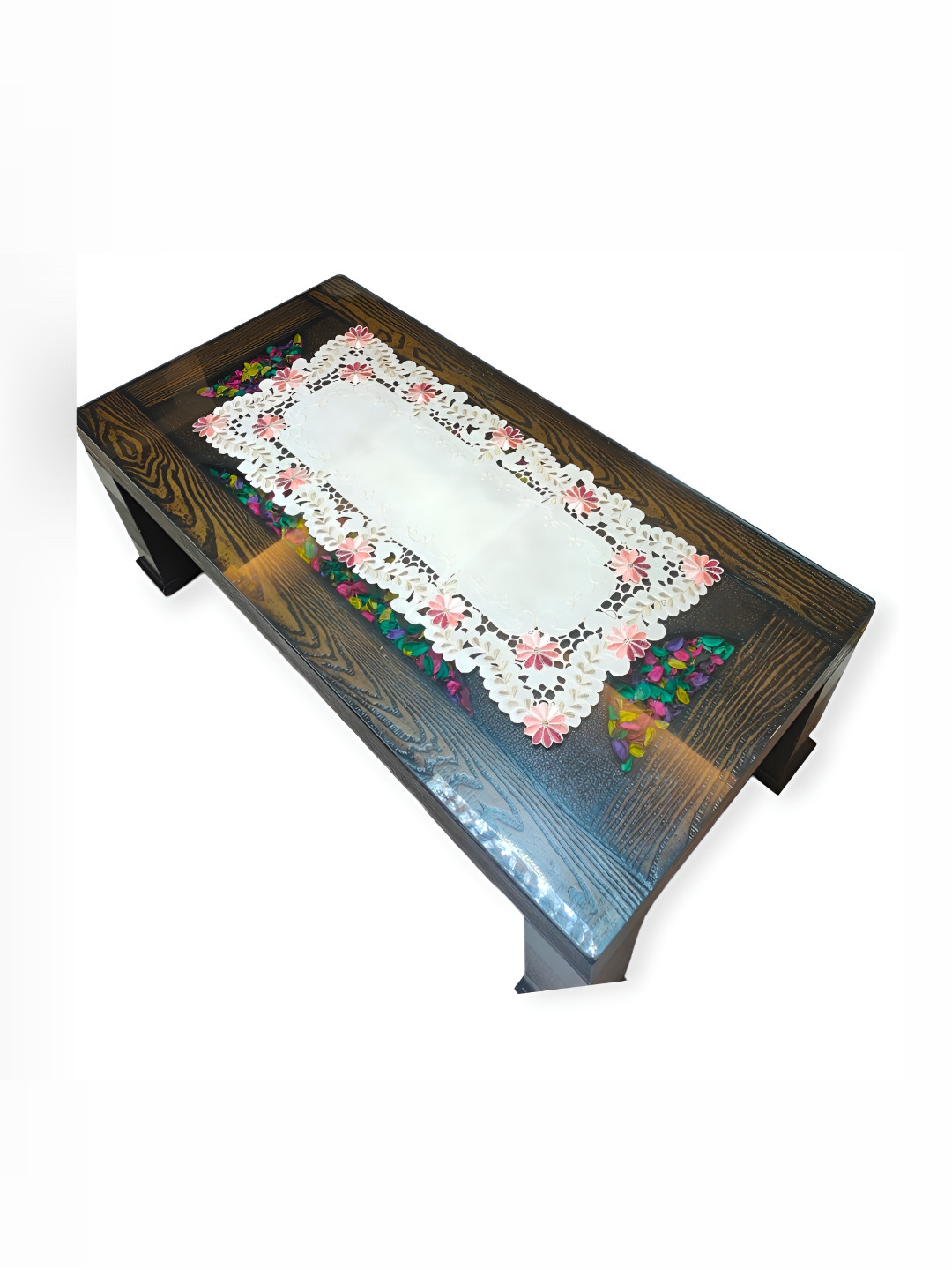 TANLOOMS White & Pink Embroidered Table Runners