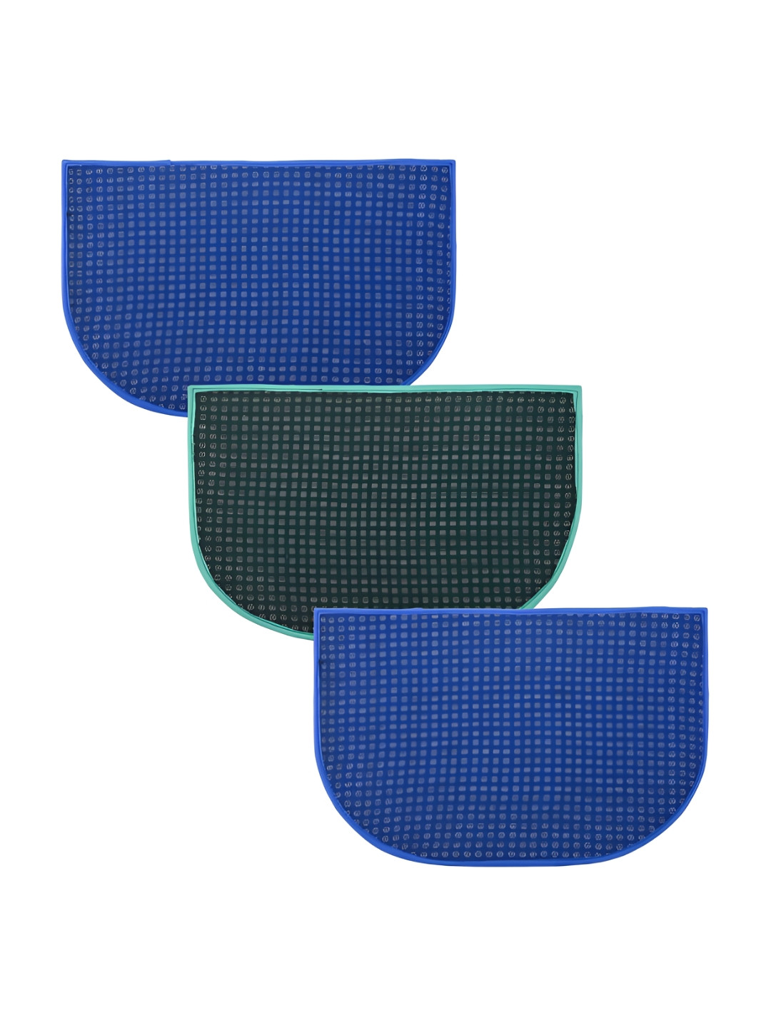 Kuber Industries Green & Blue 3Pcs Dotted Patterned Anti-Skid Doormats
