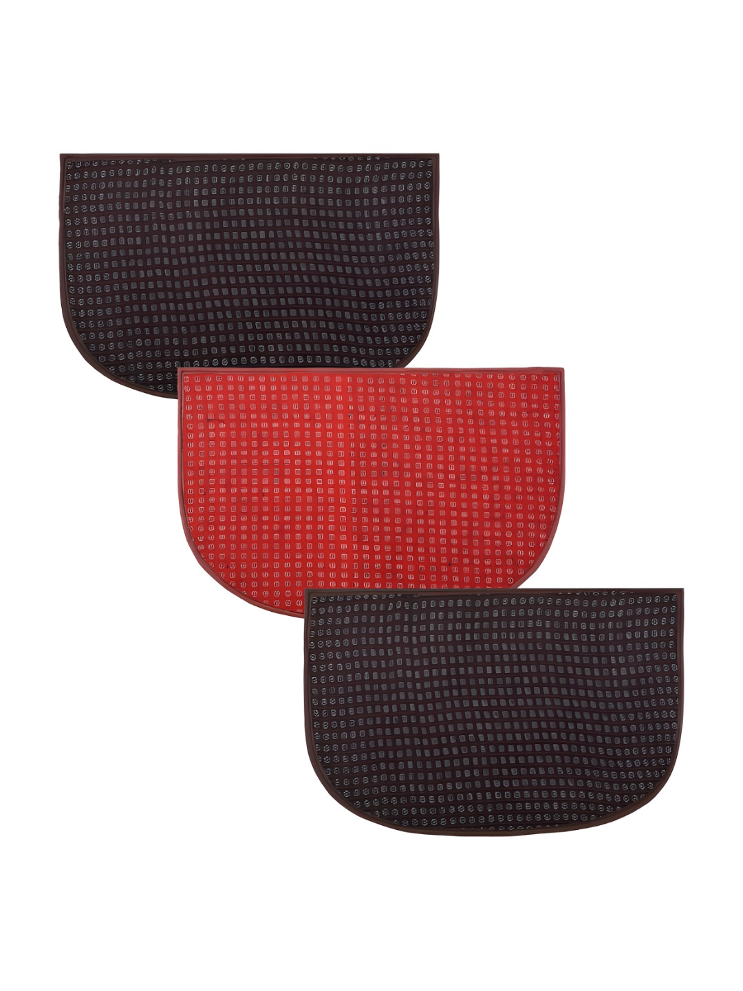 Kuber Industries Red & Black 3 Pieces Printed Anti Skid Doormats
