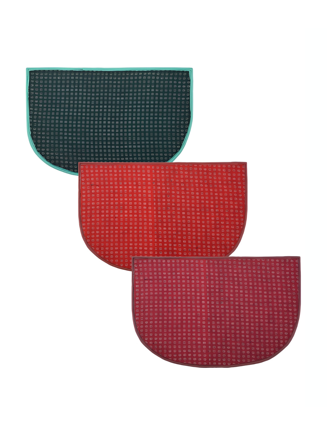 Kuber Industries Green & Red 3 Pieces Dotted Anti Skid Woolen Door Mats