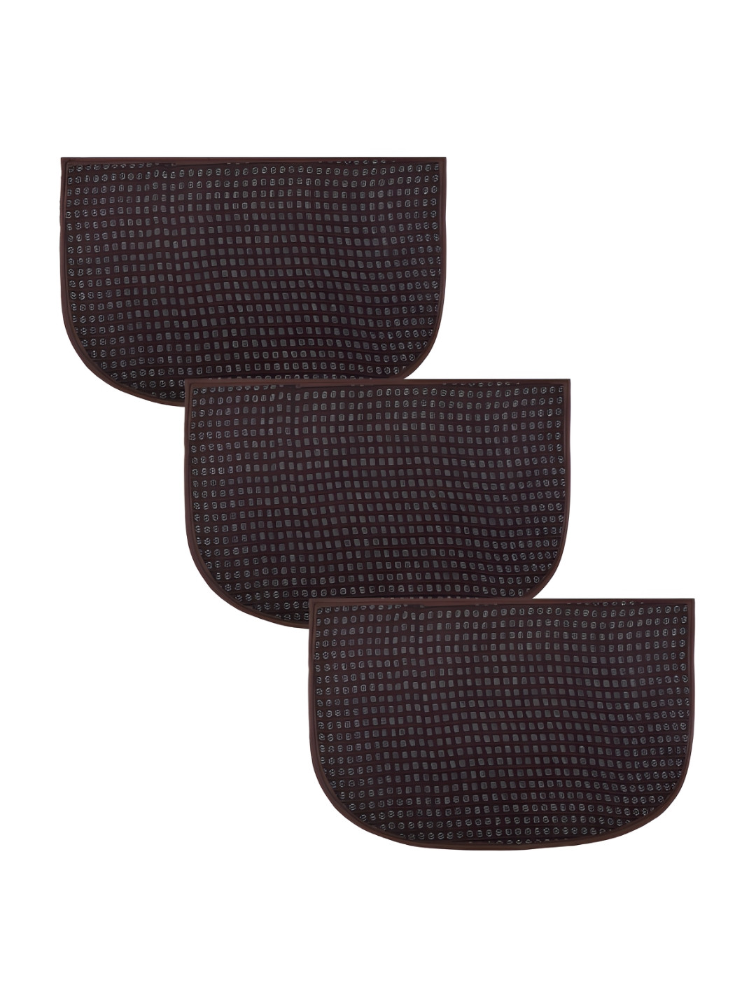 Kuber Industries Brown 3 Pieces Dotted D Shape Anti Skid Woolen Door Mats