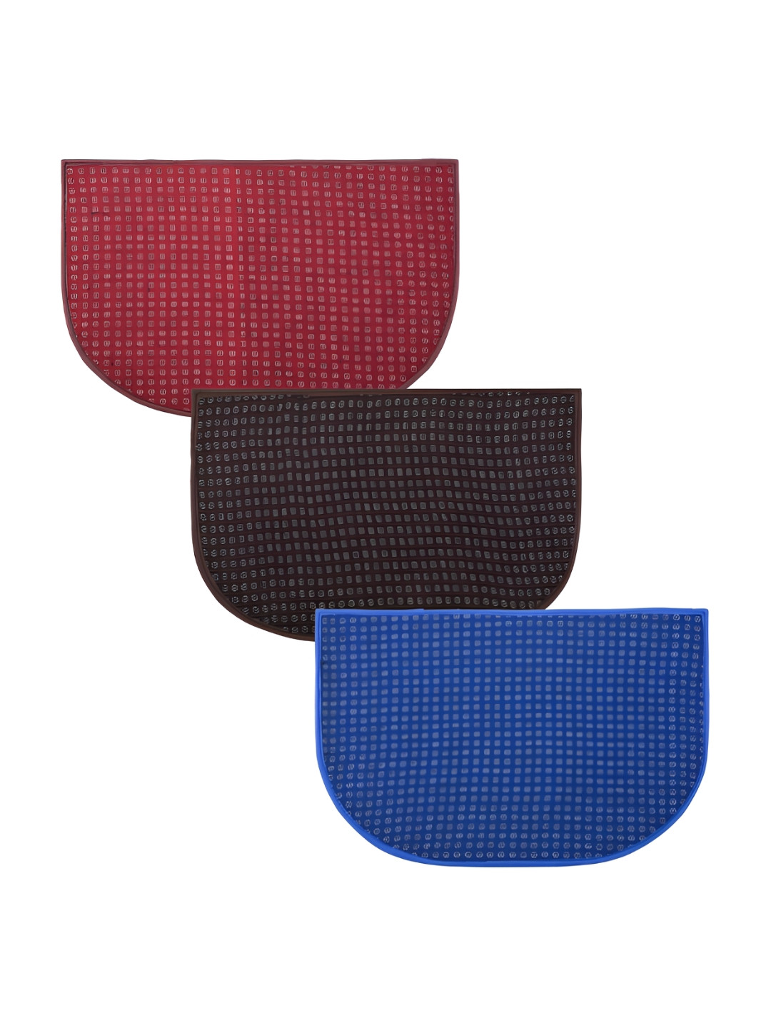 Kuber Industries Red & Brown 3 Pieces Dotted Patterned Anti-Skid Doormats