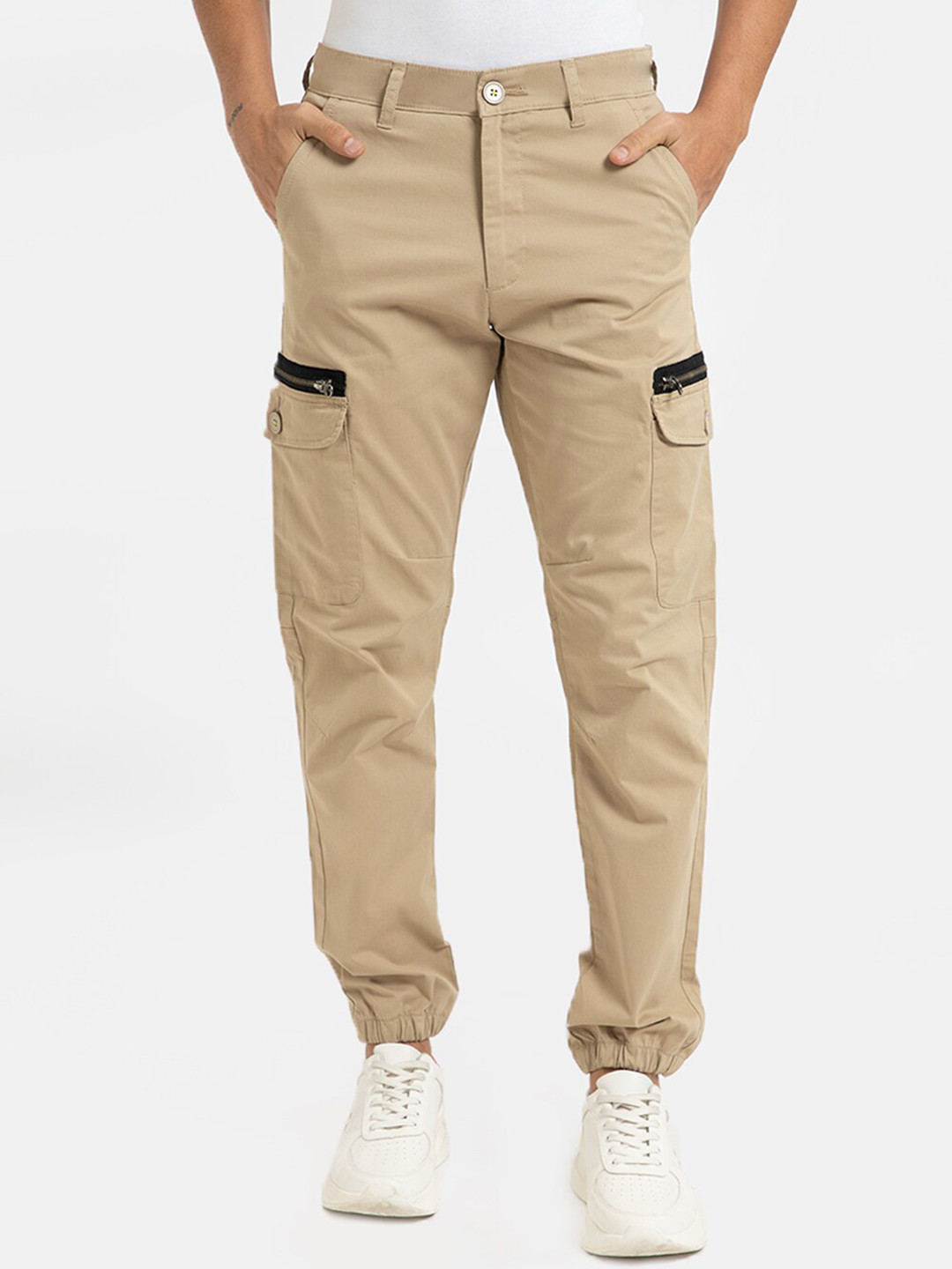 Banana Club Men Mid-Rise Easy Wash Cotton Cargo Trousers