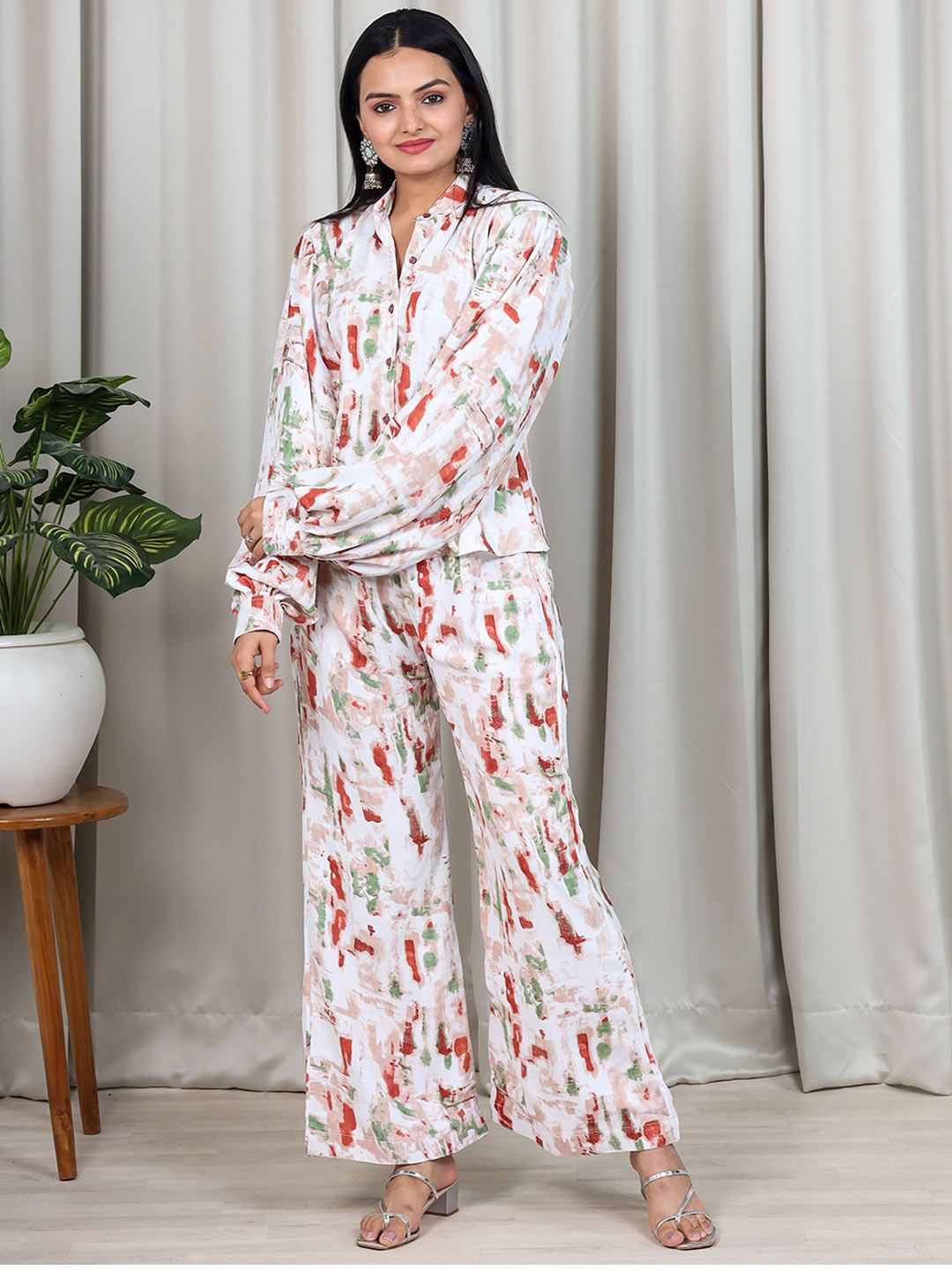 Vidraa Western Store Printed Long Sleeves Shirt With Trousers