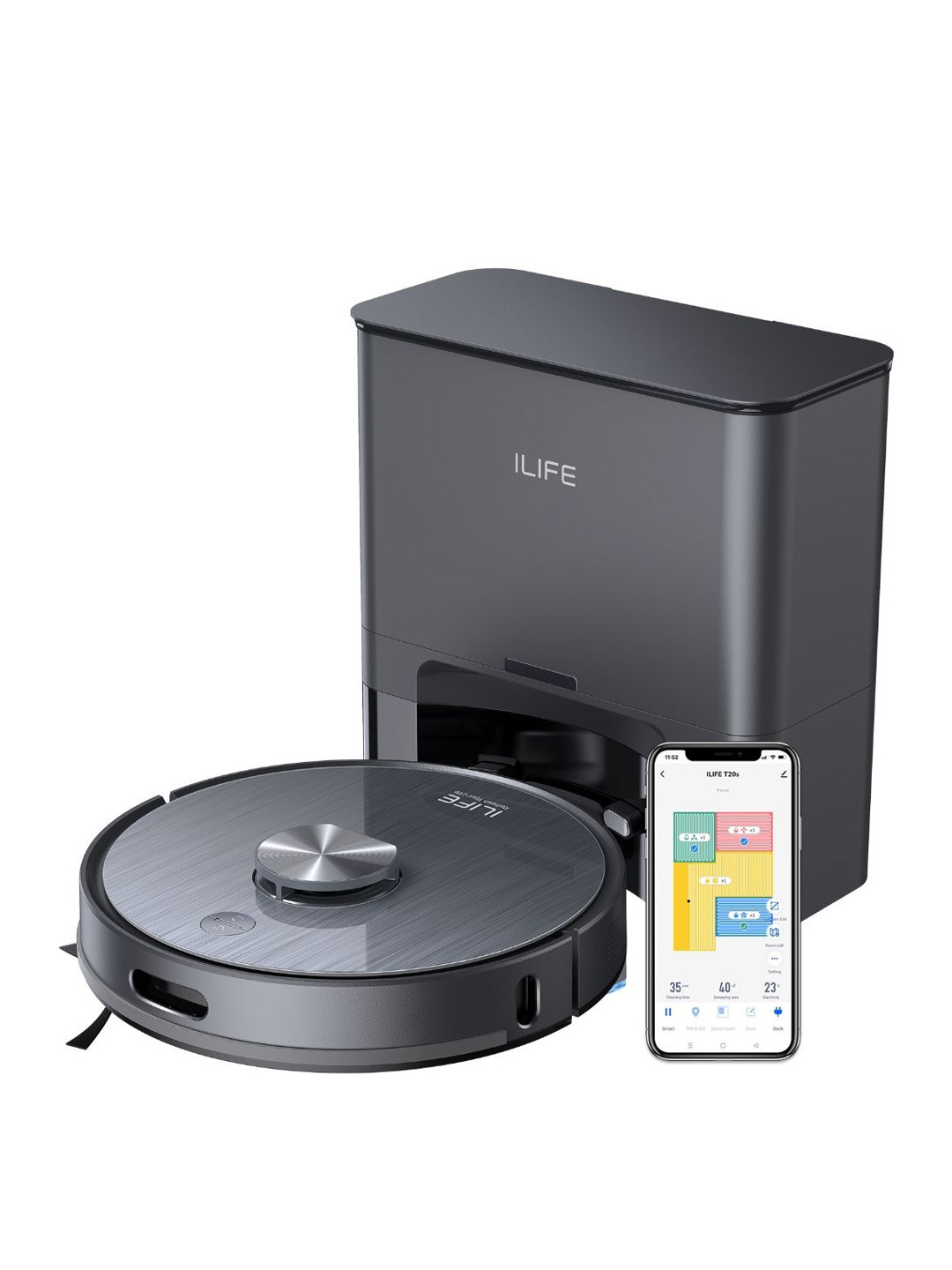 ILIFE Grey T20s Self-emptying Robotic Vacuum Cleaner