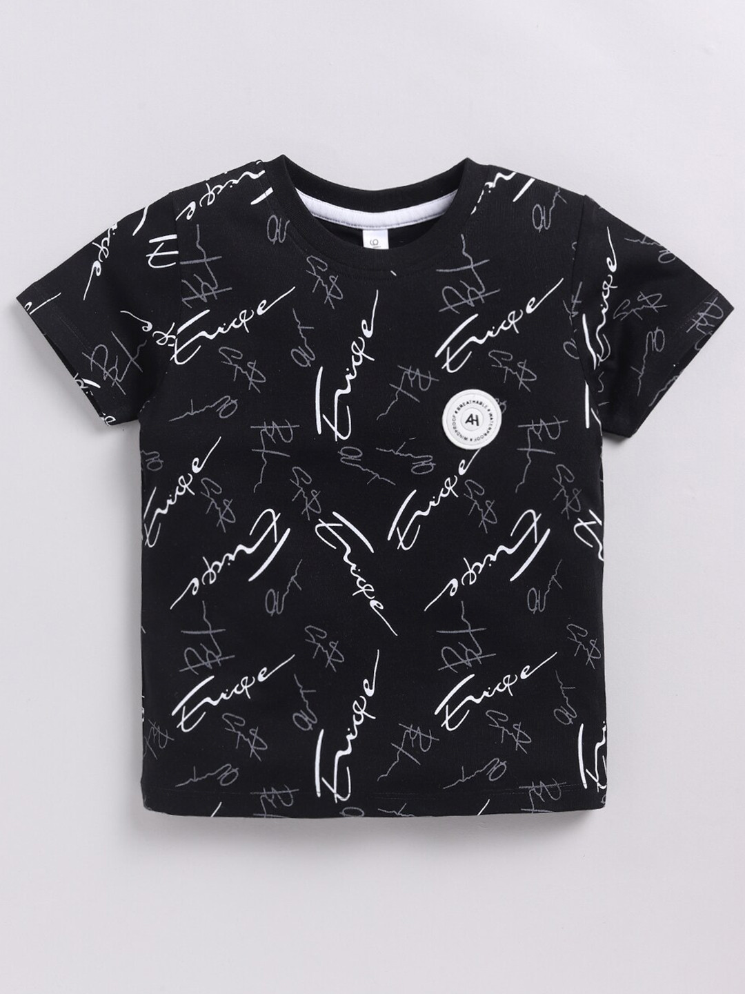 Ginie Boys Typography Printed Round Neck Cotton T-shirt