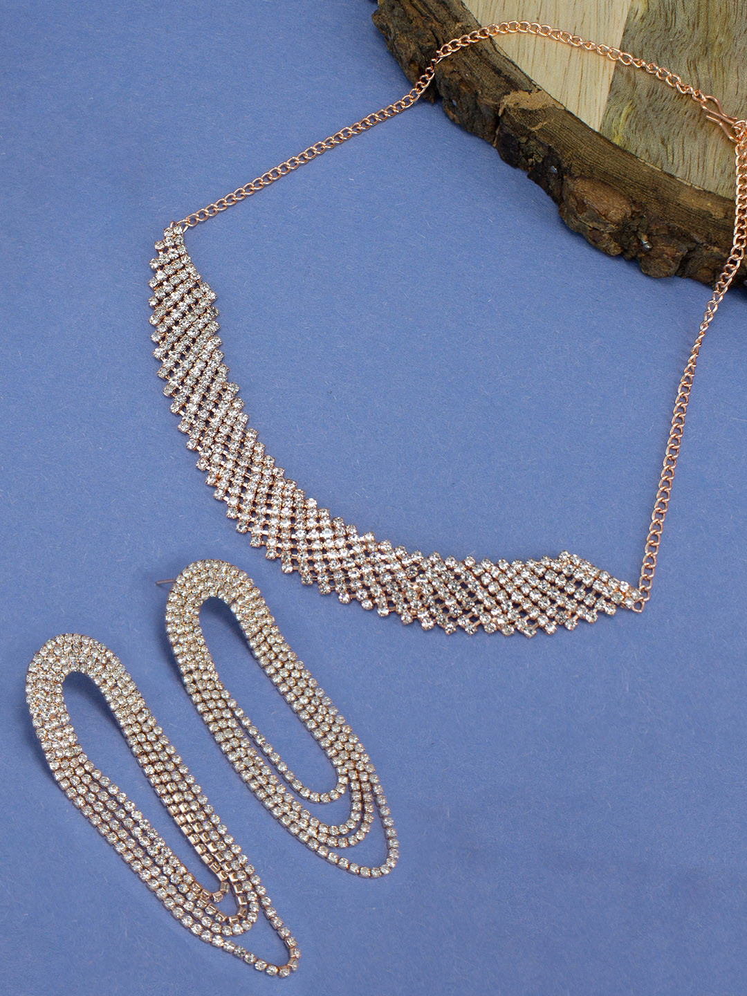 PRIVIU Rose Gold-Plated Cubic Zirconia-Studded Jewellery Set
