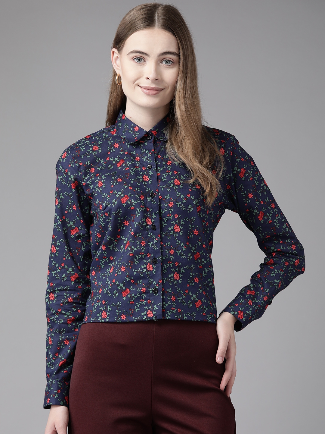 Buy English Navy Women Floral Printed Formal Shirt Shirts for Women 28280072 Myntra