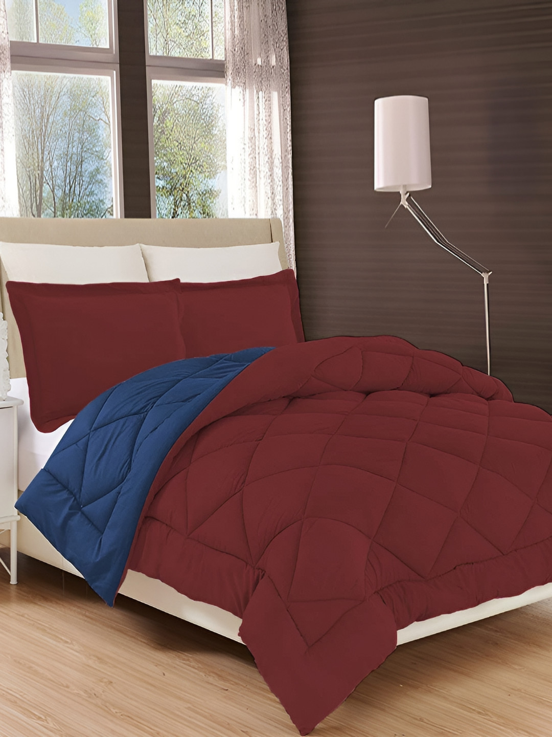 Comfowell Maroon & Navy Blue Heavy Winter 233 GSM Single Bed Duvet
