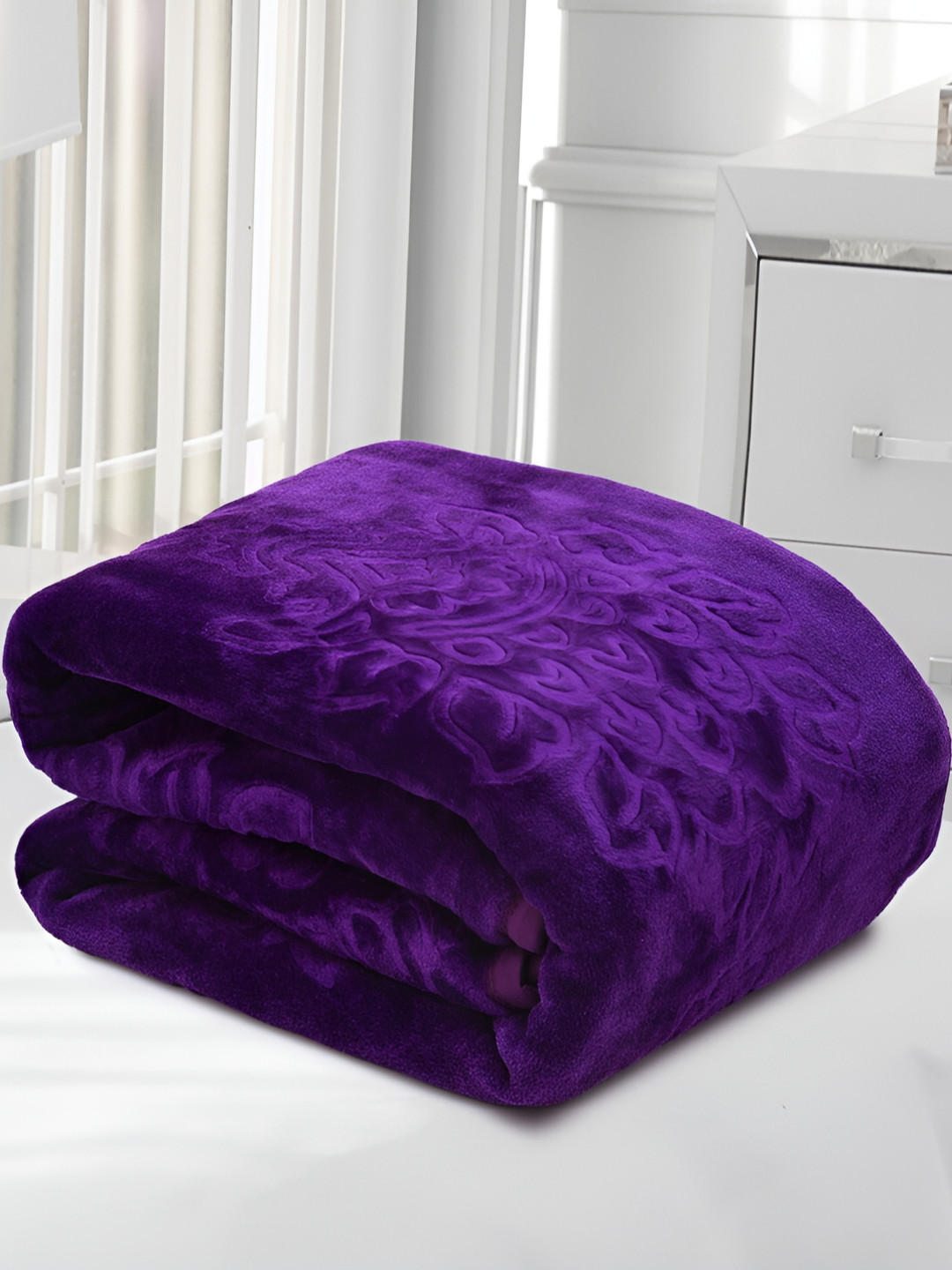 Comfowell Lavender Floral Heavy Winter 233 GSM Double Bed Blanket