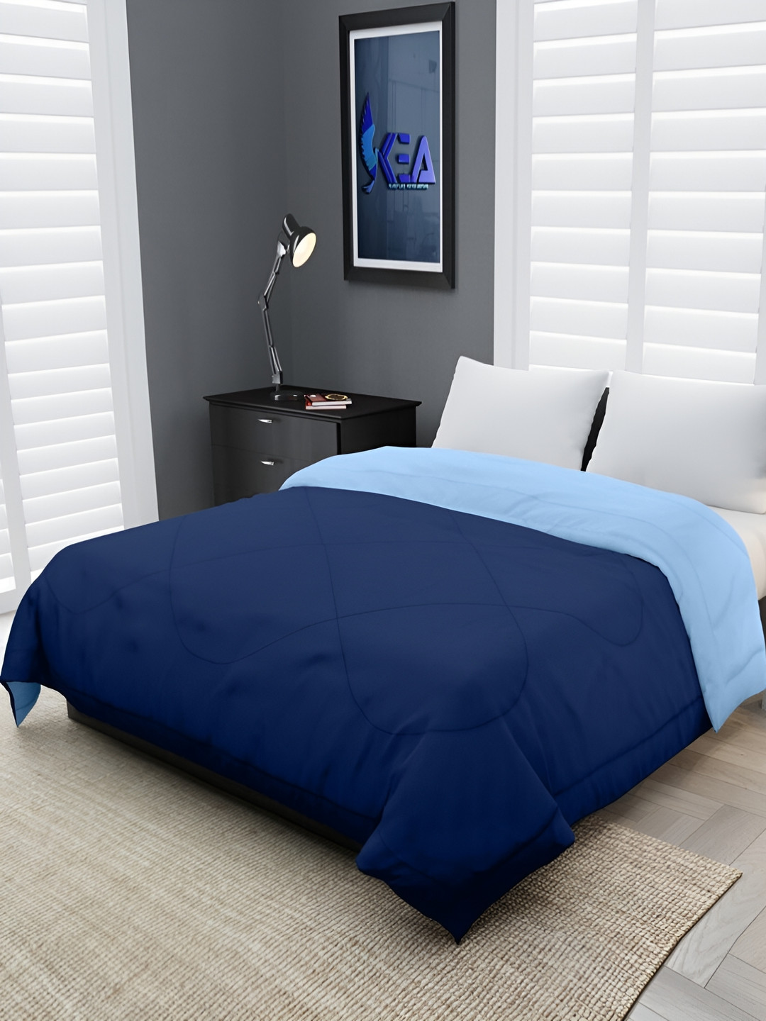 Comfowell Blue & Navy Blue Heavy Winter 233 GSM Single Bed Quilt