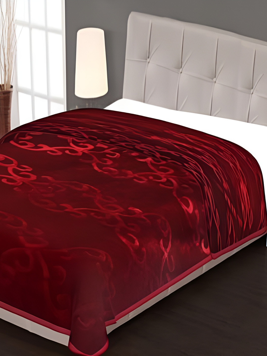 Comfowell Red Floral Heavy Winter 400 GSM Single Bed Blanket