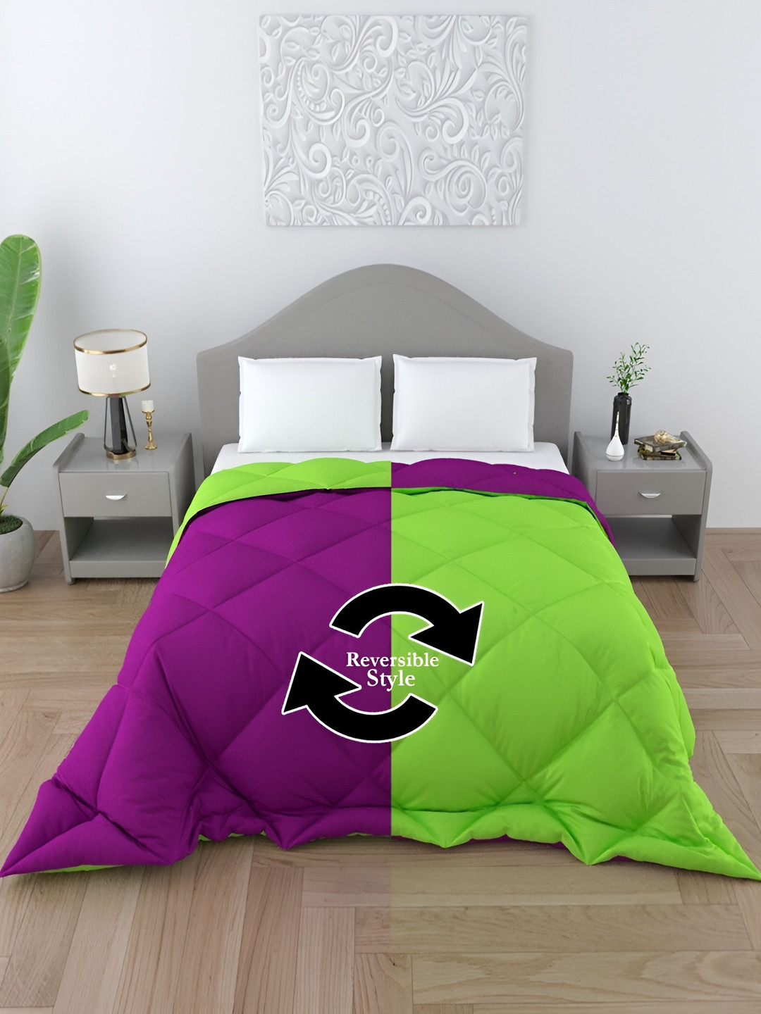 Comfowell Purple & Green Heavy Winter 233 GSM Single Bed Quilt