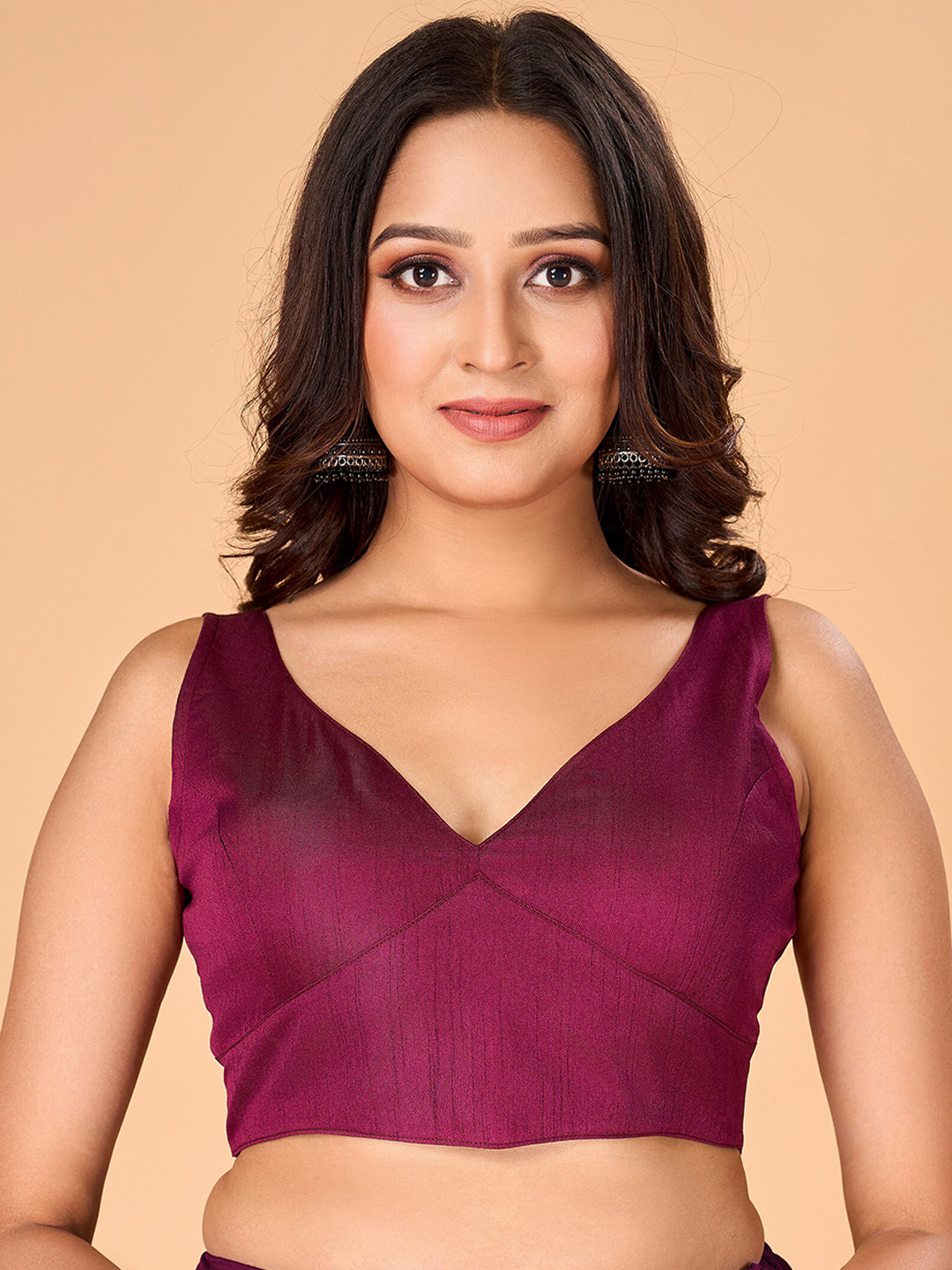 flaher V-Neck Silk Saree Blouse