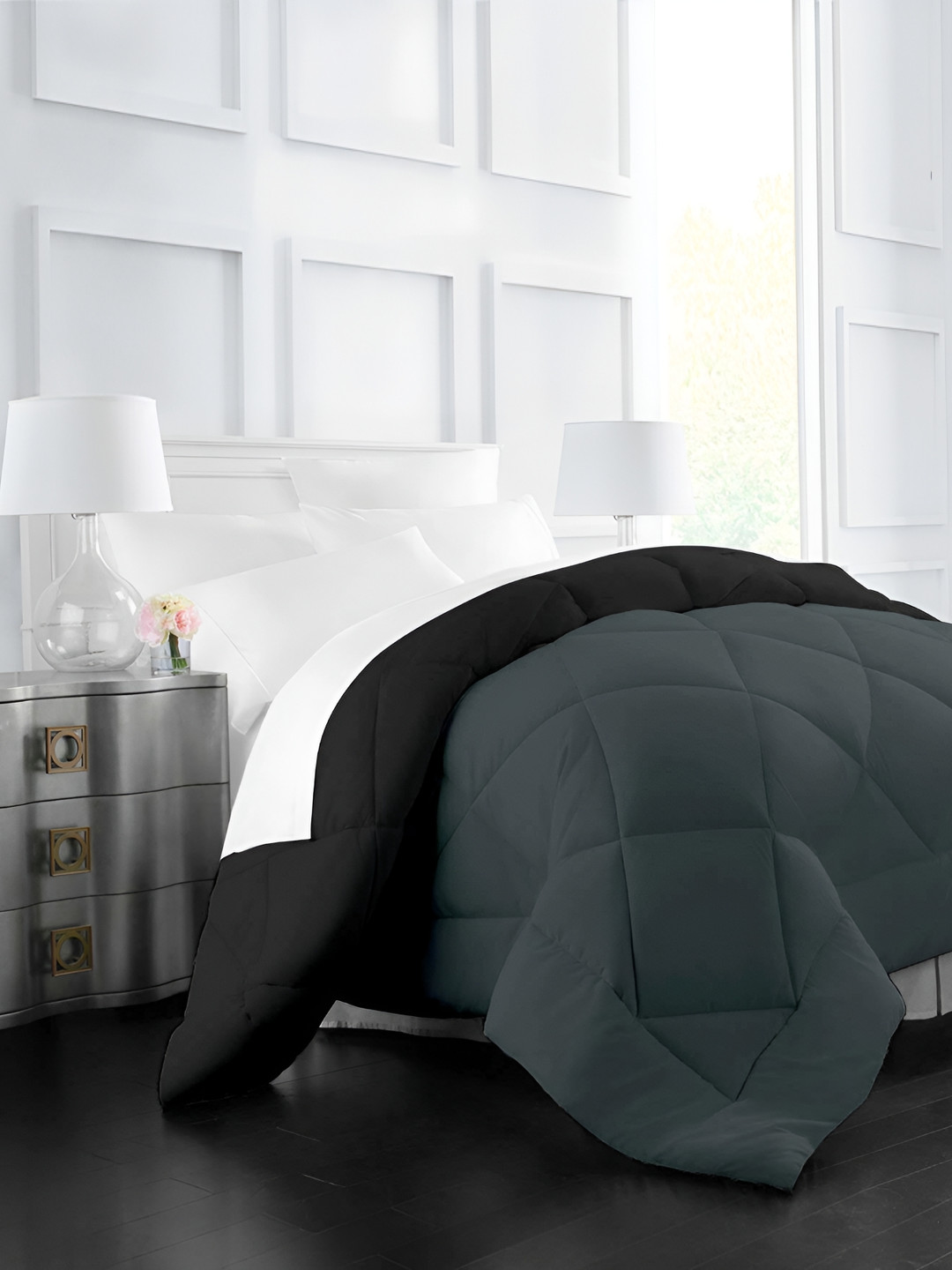 Comfowell Black & Grey Microfiber Heavy Winter 233 GSM Double Bed Duvet