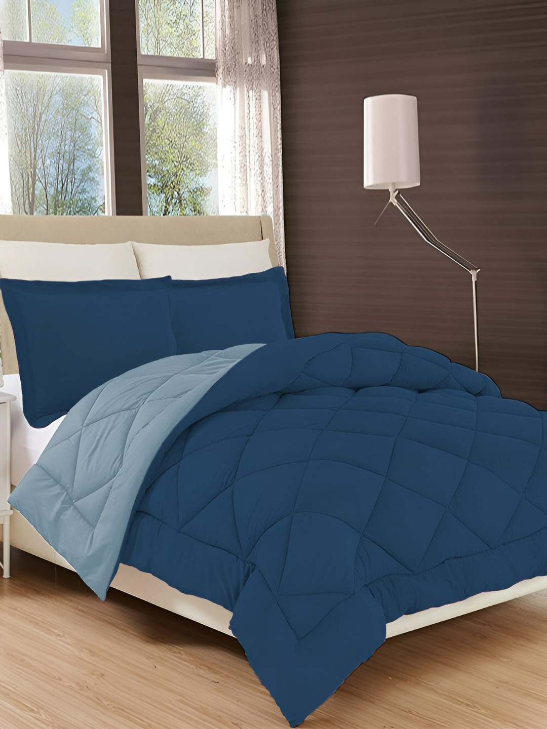 Comfowell Navy Blue & Blue Heavy Winter 233 GSM Single Bed Comforter