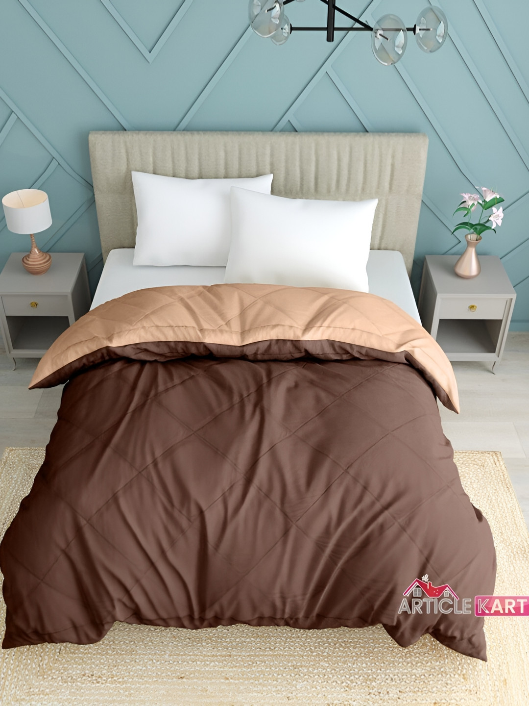 Comfowell Brown & Beige Microfiber Heavy Winter 233 GSM Single Bed Quilt