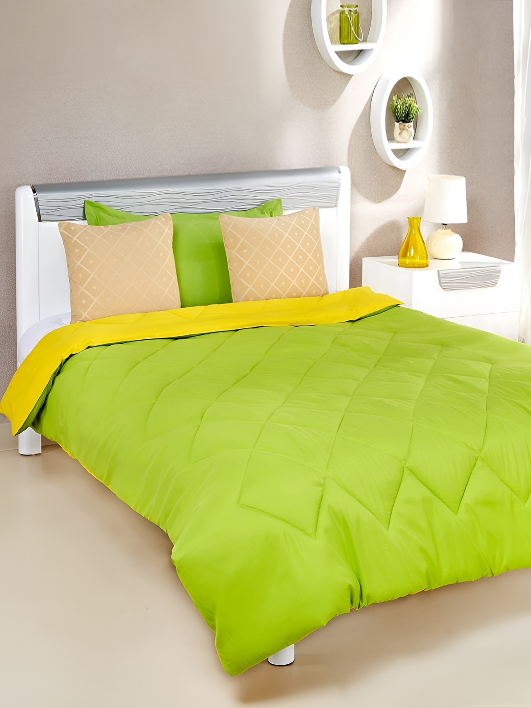 Comfowell Yellow & Green Microfiber Heavy Winter 233 GSM Double Bed Duvet