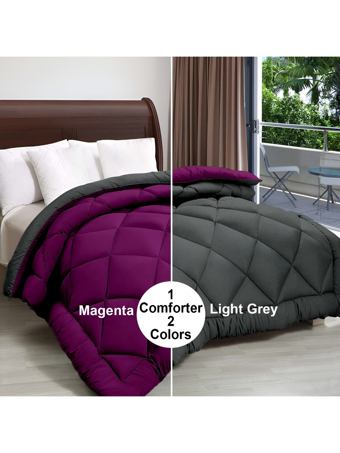 Comfowell Lavender & Grey Microfiber Heavy Winter 233 GSM Double Bed Comforter