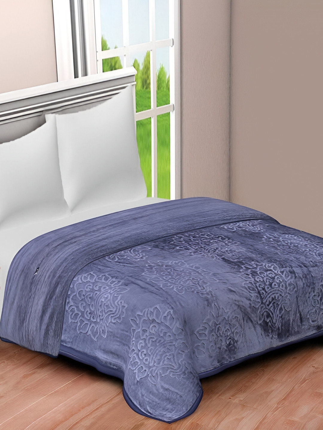Comfowell Grey Geometric Microfiber Heavy Winter 110 GSM Single Bed Blanket